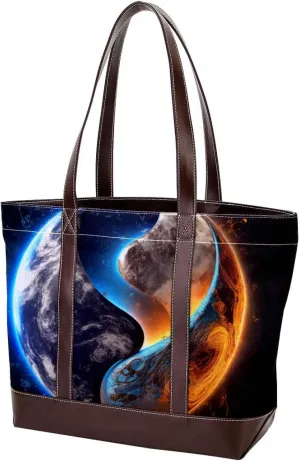 Purses for Women,Tote Bag for Women,Handbags for Women,3D Yin Yang Gossip Moon Earth