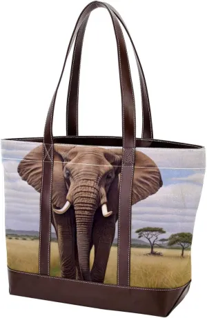 Purses for Women,Tote Bag for Women,Handbags for Women,African Grassland Elephant Animal