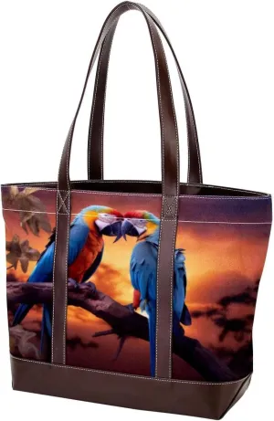 Purses for Women,Tote Bag for Women,Handbags for Women,African Grassland Sunset Parrot