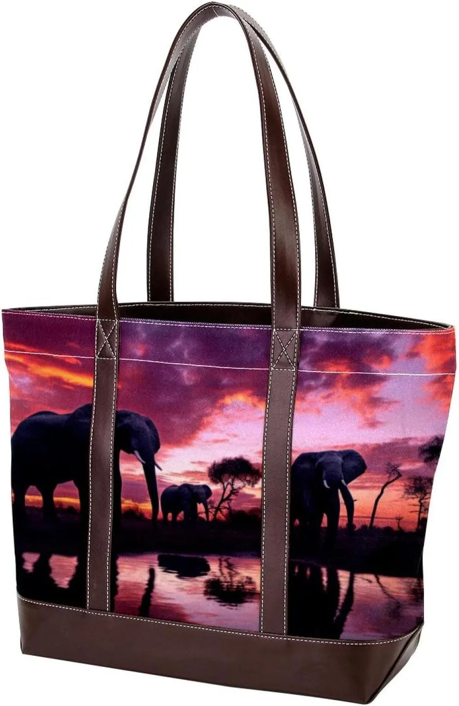 Purses for Women,Tote Bag for Women,Handbags for Women,African Sunset Grassland Elephant