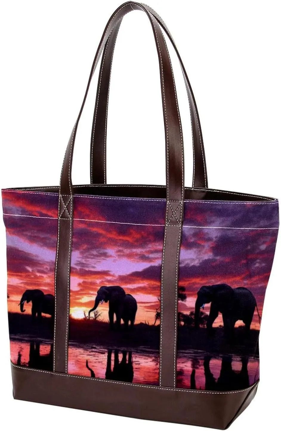 Purses for Women,Tote Bag for Women,Handbags for Women,African Sunset Grassland Elephant