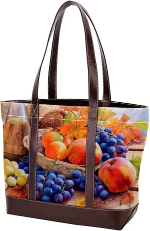 Purses for Women,Tote Bag for Women,Handbags for Women,Autumn Harvest Grapes Pumpkin