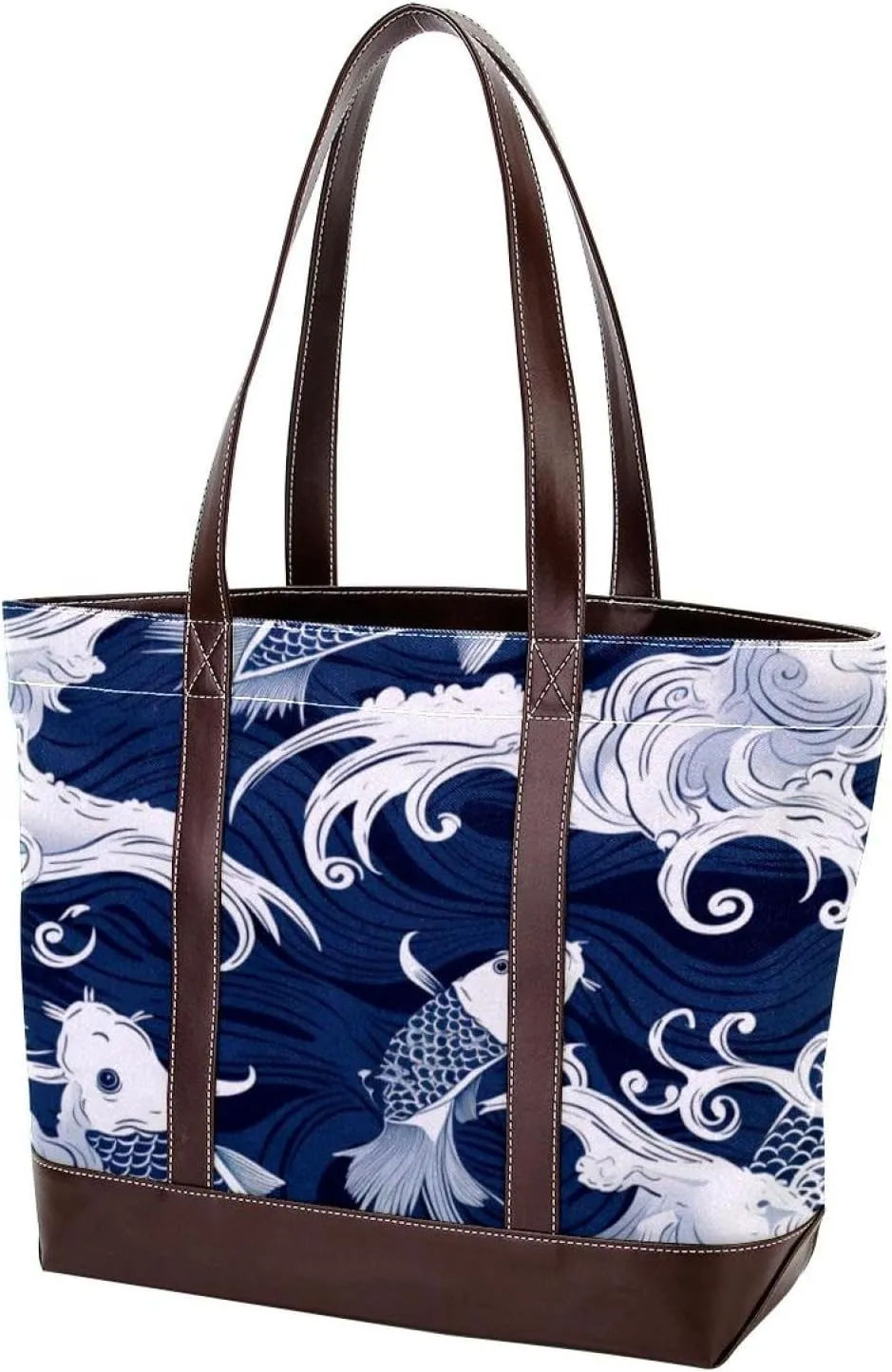 Purses for Women,Tote Bag for Women,Handbags for Women,Blue Fish Luck Koi