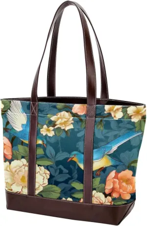 Purses for Women,Tote Bag for Women,Handbags for Women,Chinese Peonies Daisy Crane