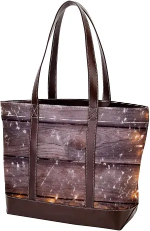 Purses for Women,Tote Bag for Women,Handbags for Women,Christmas Lights Decoration Wood Planks