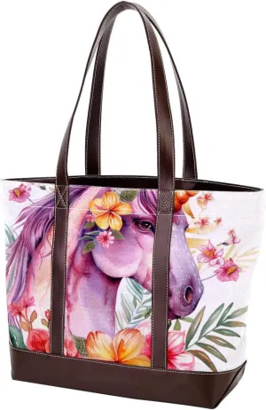 Purses for Women,Tote Bag for Women,Handbags for Women,Colored Flower Bush Unicorn