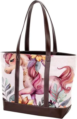 Purses for Women,Tote Bag for Women,Handbags for Women,Colored Flower Bush Unicorn