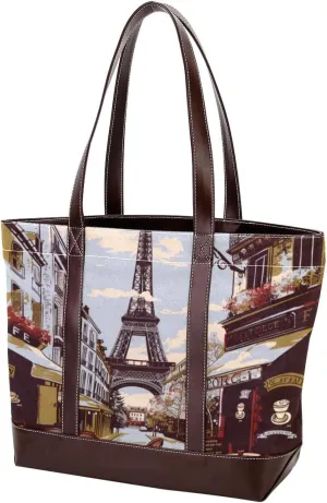 Purses for Women,Tote Bag for Women,Handbags for Women,Eiffel Tower Vintage Newspaper
