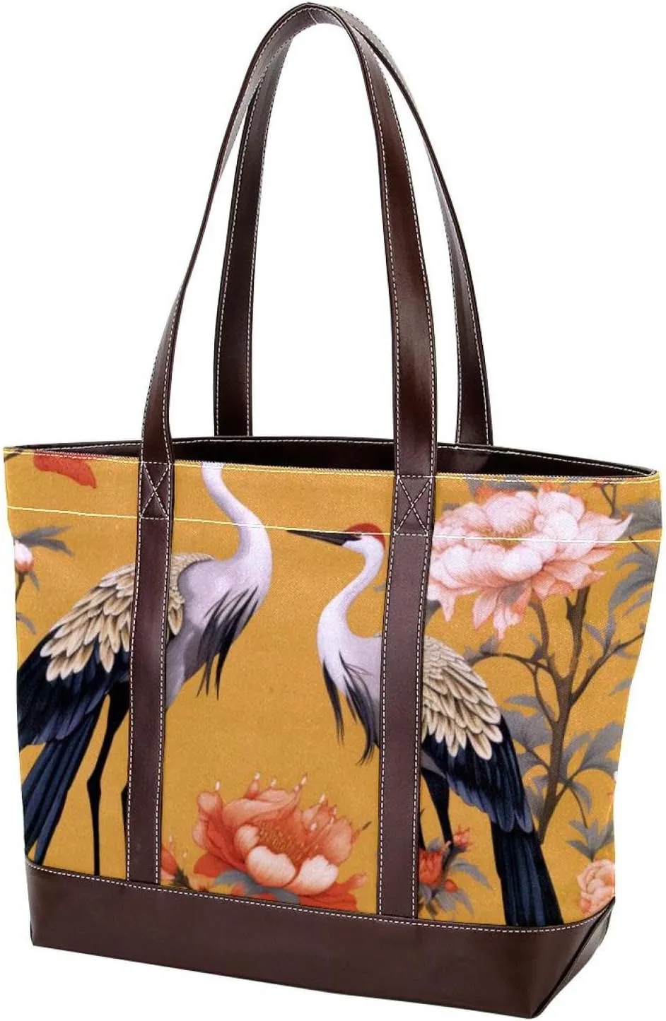 Purses for Women,Tote Bag for Women,Handbags for Women,Flower Plant Leaf Crane