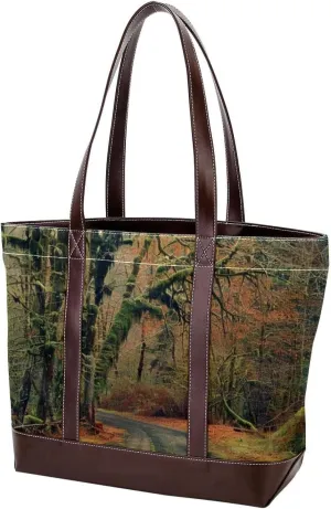 Purses for Women,Tote Bag for Women,Handbags for Women,Scenic Road in Forest