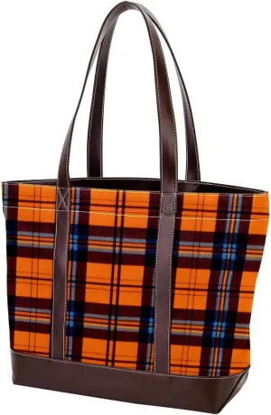 Purses for Women,Tote Bag for Women,Handbags for Women,Vintage Fall Orange Plaid