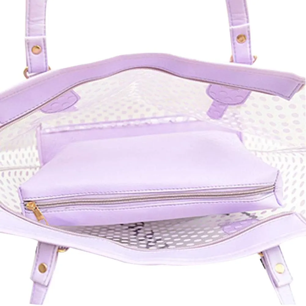 PVC Large Candy Color Clear Shoulder Bag 2 IN 1 Beach Totes Transparent Handbags With Interior Pocket For Women
