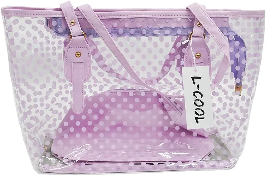 PVC Large Candy Color Clear Shoulder Bag 2 IN 1 Beach Totes Transparent Handbags With Interior Pocket For Women