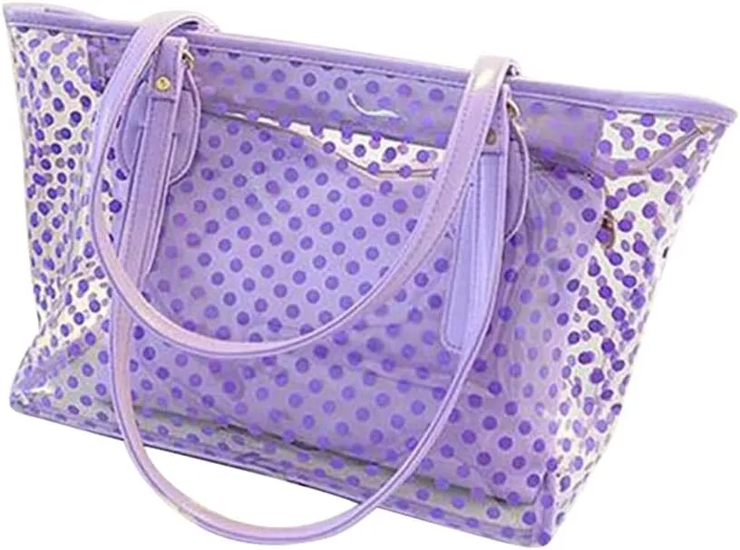 PVC Large Candy Color Clear Shoulder Bag 2 IN 1 Beach Totes Transparent Handbags With Interior Pocket For Women