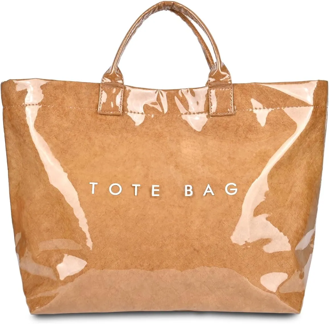 PVC Tote Bag for Women Large Capacity Fashion Kraft Paper Tote Bags with Letter Print Work Tote Bag Shopping Hobo Bag