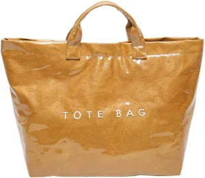 PVC Tote Bag Women's Letters Print Large Kraft Paper Carry All Bag Top Handle Clear Hobo Handbag Easy to Clean