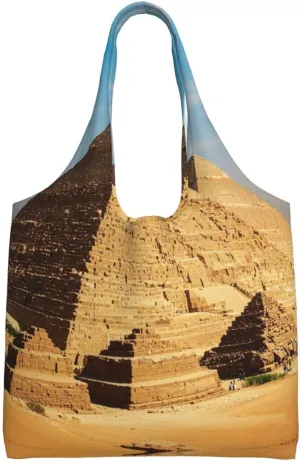 Pyramids of Egypt Print Ladies' Single Shoulder Canvas Handbag,Sturdy Cotton Handbag With Patterned Shoulder Bag