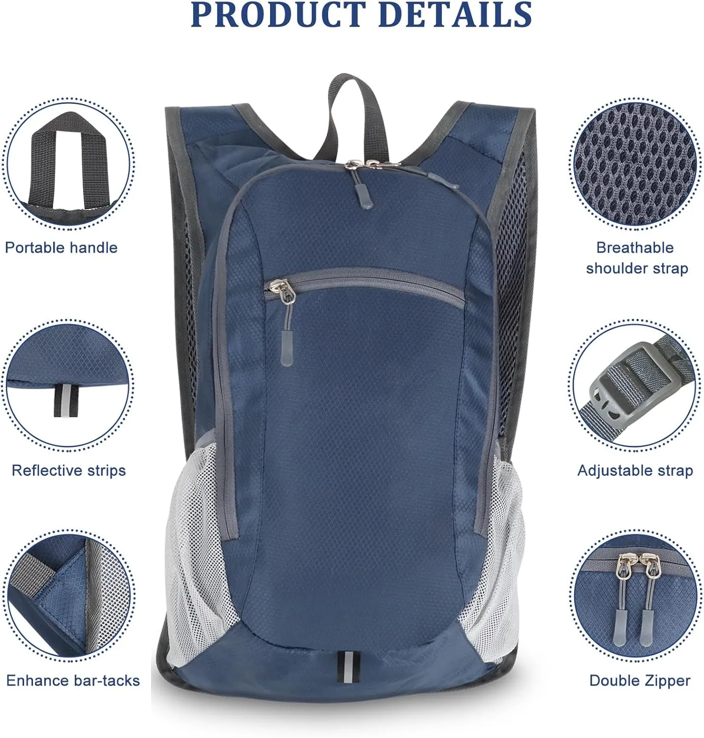Qcute 15L Hiking Backpack Lightweight Packable Hiking Daypack Small Foldable Shoulder Bag Travel Day Pack Outdoor Gear