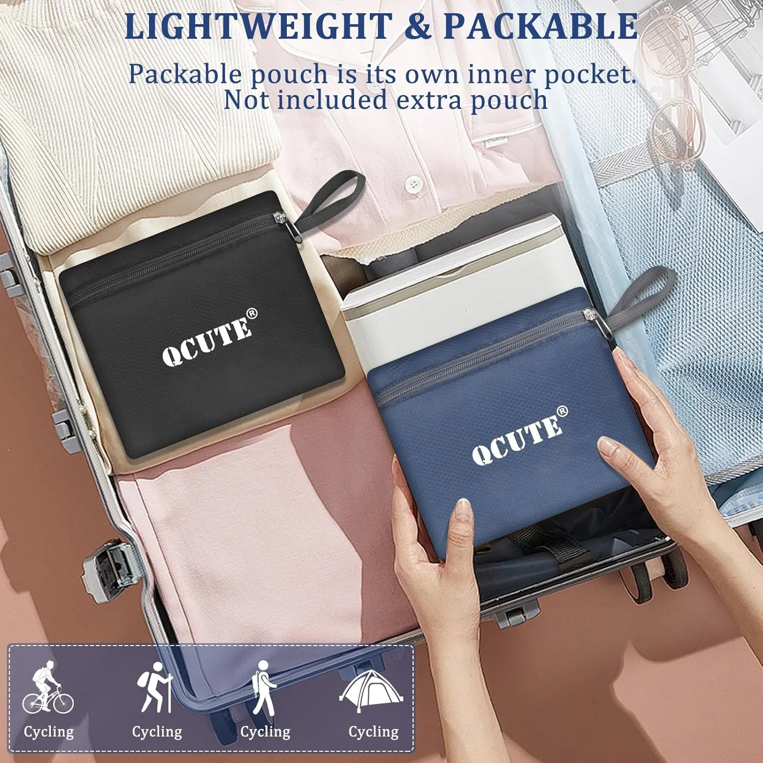 Qcute 15L Hiking Backpack Lightweight Packable Hiking Daypack Small Foldable Shoulder Bag Travel Day Pack Outdoor Gear