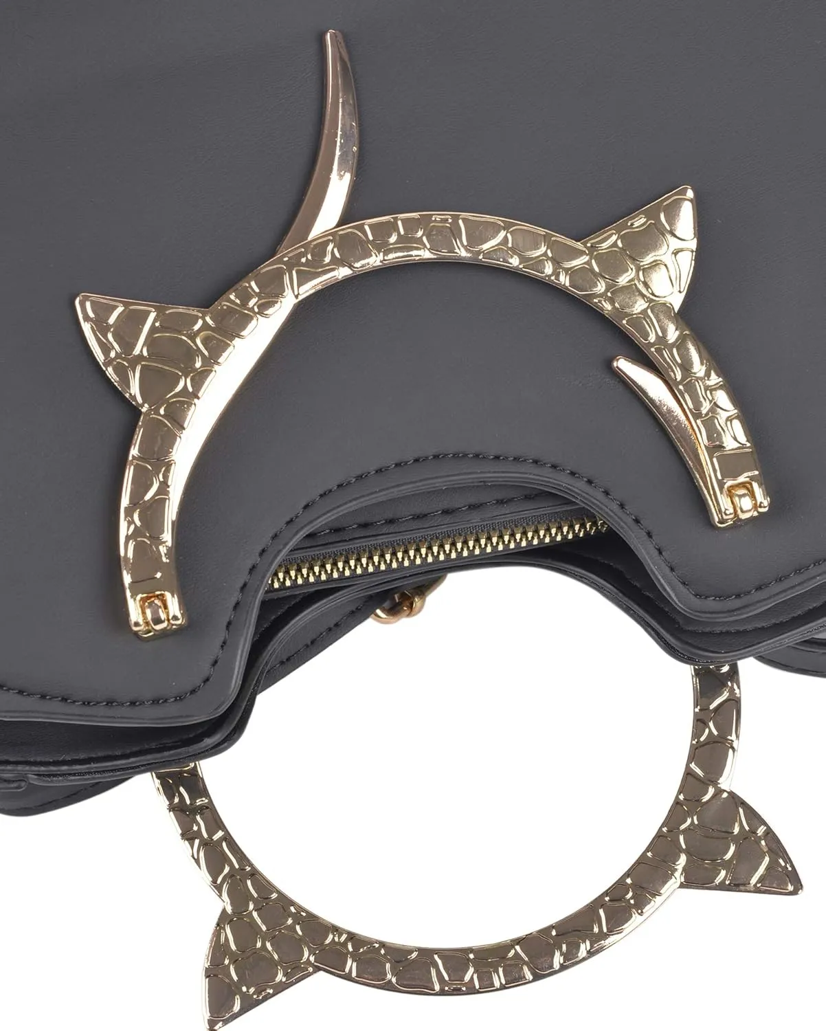 QZUnique Cat Purse for Women Cute Top Handle Shoulder Bag for Teens Girls Pu Leather Gothic Handbag Crossbody Bag