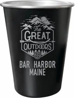 R and R Imports Bar Harbor Maine Souvenir Engraved 8 oz Black Matte Tin Cup with Gift Bag the Great Outdoors 4-Pack