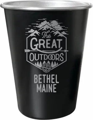 R and R Imports Bethel Maine Souvenir Engraved 8 oz Black Matte Tin Cup with Gift Bag the Great Outdoors 4-Pack