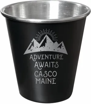 R and R Imports Casco Maine Souvenir Engraved 2 oz Black Matte Shot Glass with Gift Bag Adventure Awaits 4-Pack