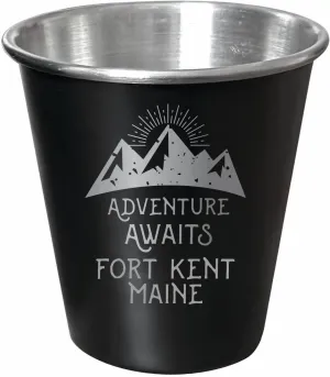 R and R Imports Fort Kent Maine Souvenir Engraved 2 oz Black Matte Shot Glass with Gift Bag Adventure Awaits 4-Pack