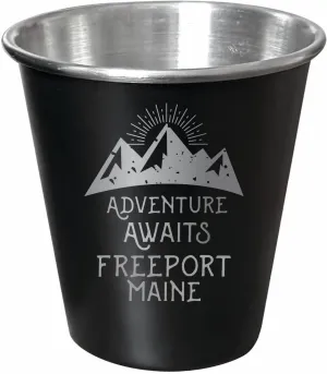 R and R Imports Freeport Maine Souvenir Engraved 2 oz Black Matte Shot Glass with Gift Bag Adventure Awaits 4-Pack