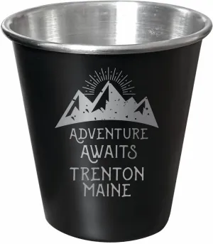 R and R Imports Trenton Maine Souvenir Engraved 2 oz Black Matte Shot Glass with Gift Bag Adventure Awaits 4-Pack