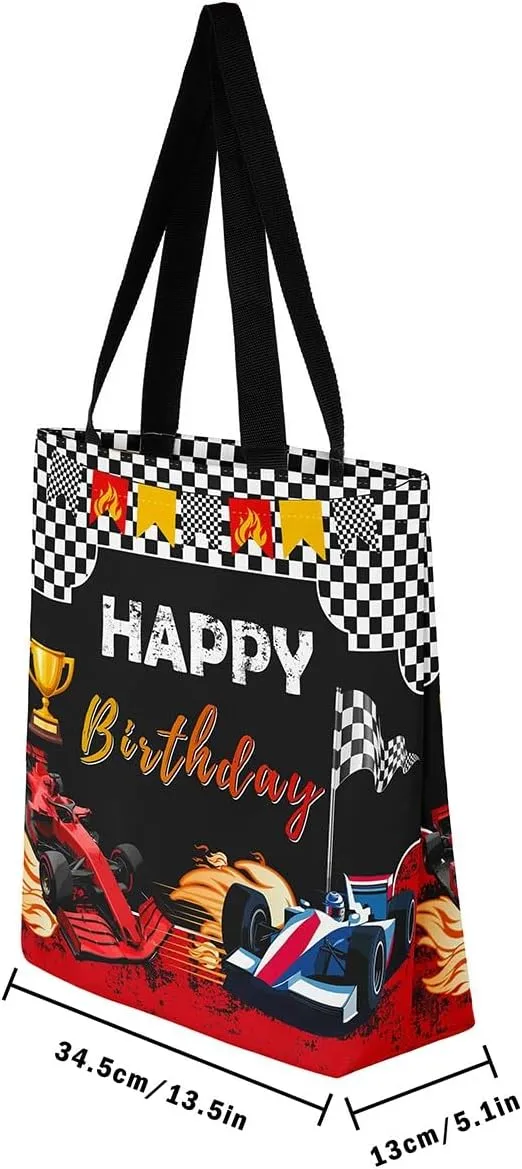 Race Car Canvas Bag for Kids Boys Girls,Red and Blue Sports Car Canvas Tote Bag