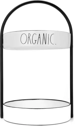 Rae Dunn Two Tiered Tray - Rustic Farmhouse Decorative & Functional Round Metal Tray - White, 2 Tier Stand Display Station