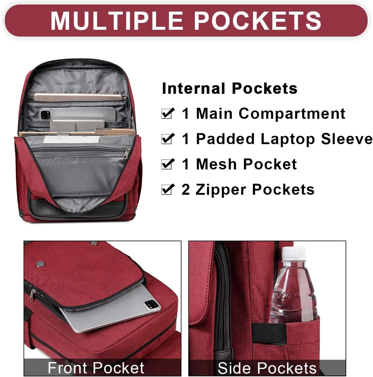 RAVUO Backpack Men Women, Water Resistant 15.6 inch Laptop Haversacks College Bag Casual Daypack Travel Flap Rucksack