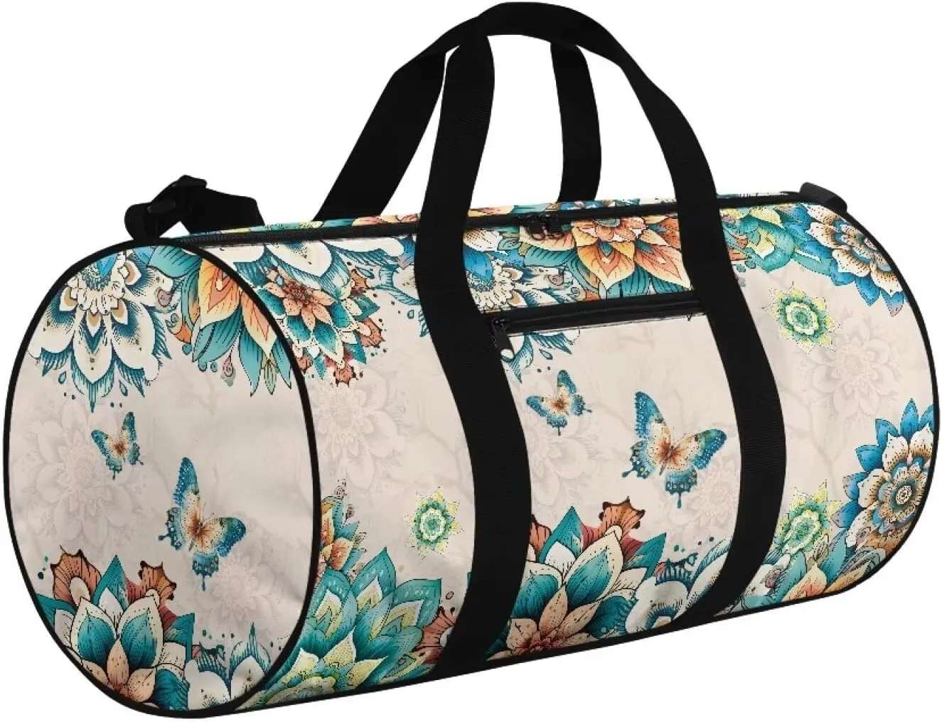 Rchsmod Boho Mandala Butterfly Print Duffel Bag for Women Men Waterproof Sports Duffel Bag Lightweight Overnight Weekender Travel Bag Zipper Swim Bags with Inner Pocket Bags for Sports Beach Travel