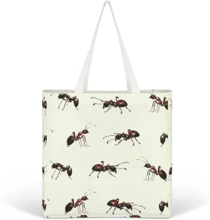 Realistic Ants Canvas Handbags for Women Funny Tote Bag Reusable Shopping Grocery Bag