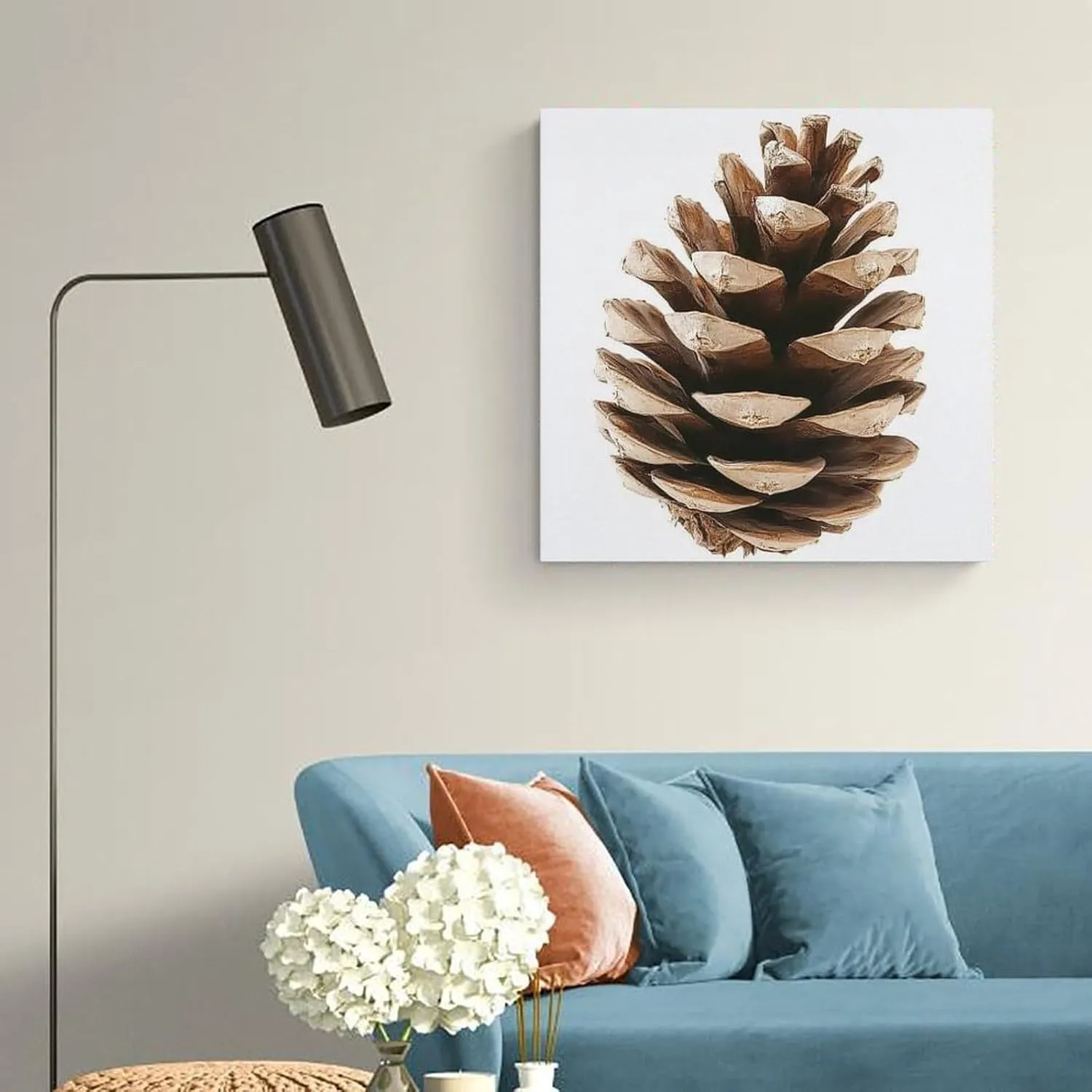 Reccmeny Pine Cone Canvas Wall Art Poster Picture for Living Room 24x24inch(60x60cm) Frame