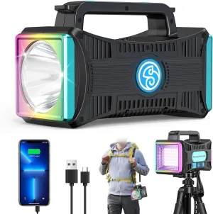 Rechargeable Flashlight, LED Spotlight Flashlight 15000 Capacity Extra Large Lumens Ultra-Long Standby UV Flashlight Blacklight Waterproof with USB Output as a Power Bank