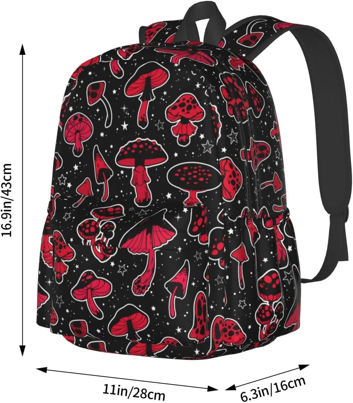 Red Mushrooms Laptop Backpack Shoulder Bag Laptop Pack Travel Backpacks Commuter Back Pack Casual Daypack Bags With Side Pockets