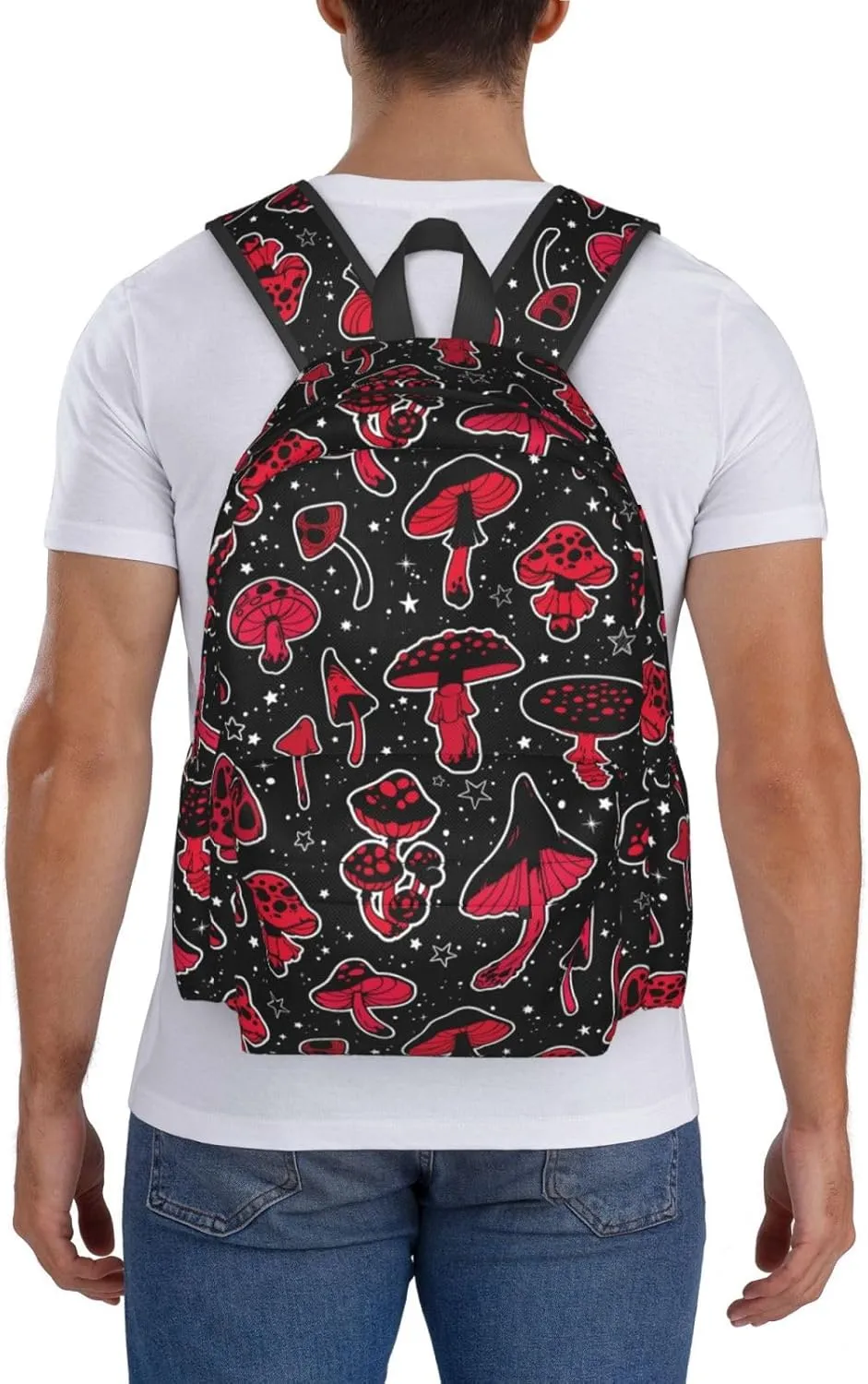 Red Mushrooms Laptop Backpack Shoulder Bag Laptop Pack Travel Backpacks Commuter Back Pack Casual Daypack Bags With Side Pockets