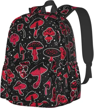 Red Mushrooms Laptop Backpack Shoulder Bag Laptop Pack Travel Backpacks Commuter Back Pack Casual Daypack Bags With Side Pockets