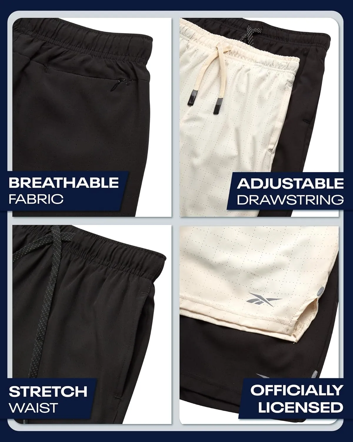 Reebok Boys Athletic Shorts 2 Pack – 2-in-1 Boys Basketball Shorts with Compression Liner – Quick Dry Running Shorts