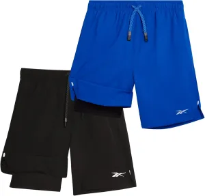 Reebok Boys Athletic Shorts 2 Pack – 2-in-1 Boys Basketball Shorts with Compression Liner – Quick Dry Running Shorts