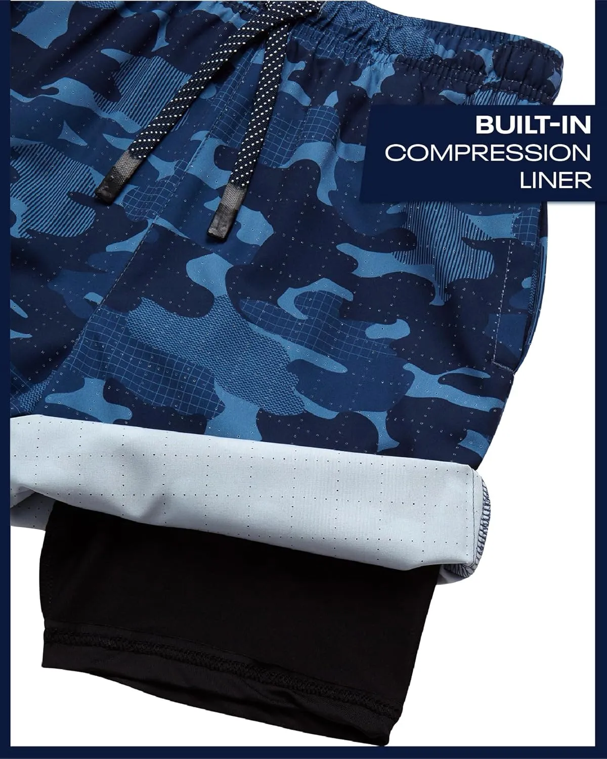 Reebok Boys Athletic Shorts 2 Pack – 2-in-1 Boys Basketball Shorts with Compression Liner – Quick Dry Running Shorts