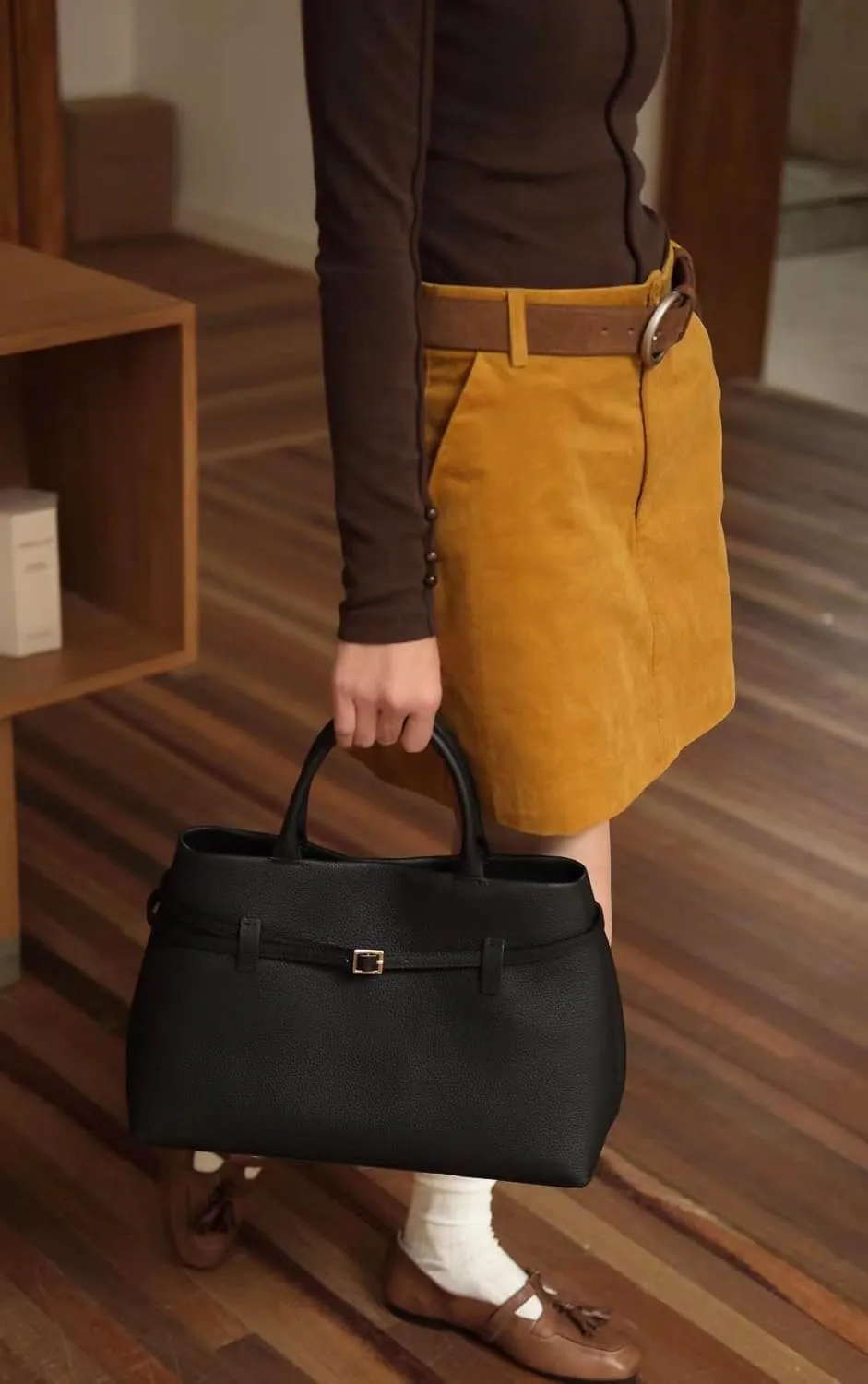 Rejolly Tote Bag for Women Buckle Belt Leather Handbag Top Handle Trendy Shoulder Purse