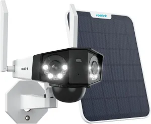 REOLINK 4K 8MP Dual-Lens Solar Security Camera Wireless Outdoor, 180° View for Home Surveillance, 2.4G/5GHz WiFi, Spotlight Color Night Vision, Human/Car/Pet Detection, No Extra Fee, Duo 2 Solar Panel
