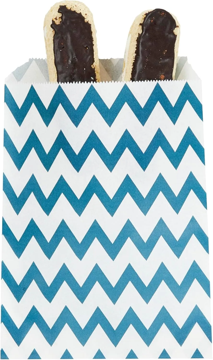 Restaurantware-7 x 5 Inch Cookie Bags, 100 Paper Treat Bags - Use As Party Favors Or Candy Bags, Navy Blue With Zig Zags Paper Food Bags For Baked Goods, For Buffets Or Parties