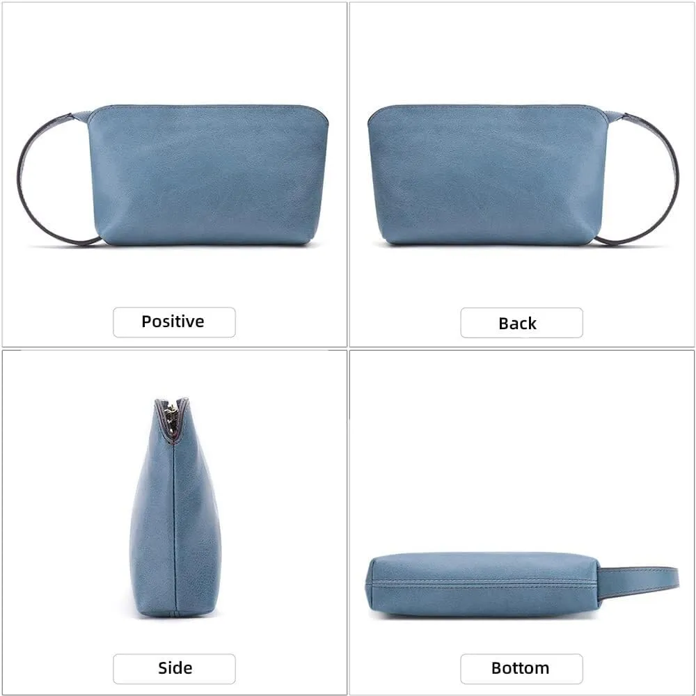 Retro Clutch Handbag With Zipper Mini Coin Key Purse Card Holder Pouch Genuine Leather Wristlet Wallet for Women