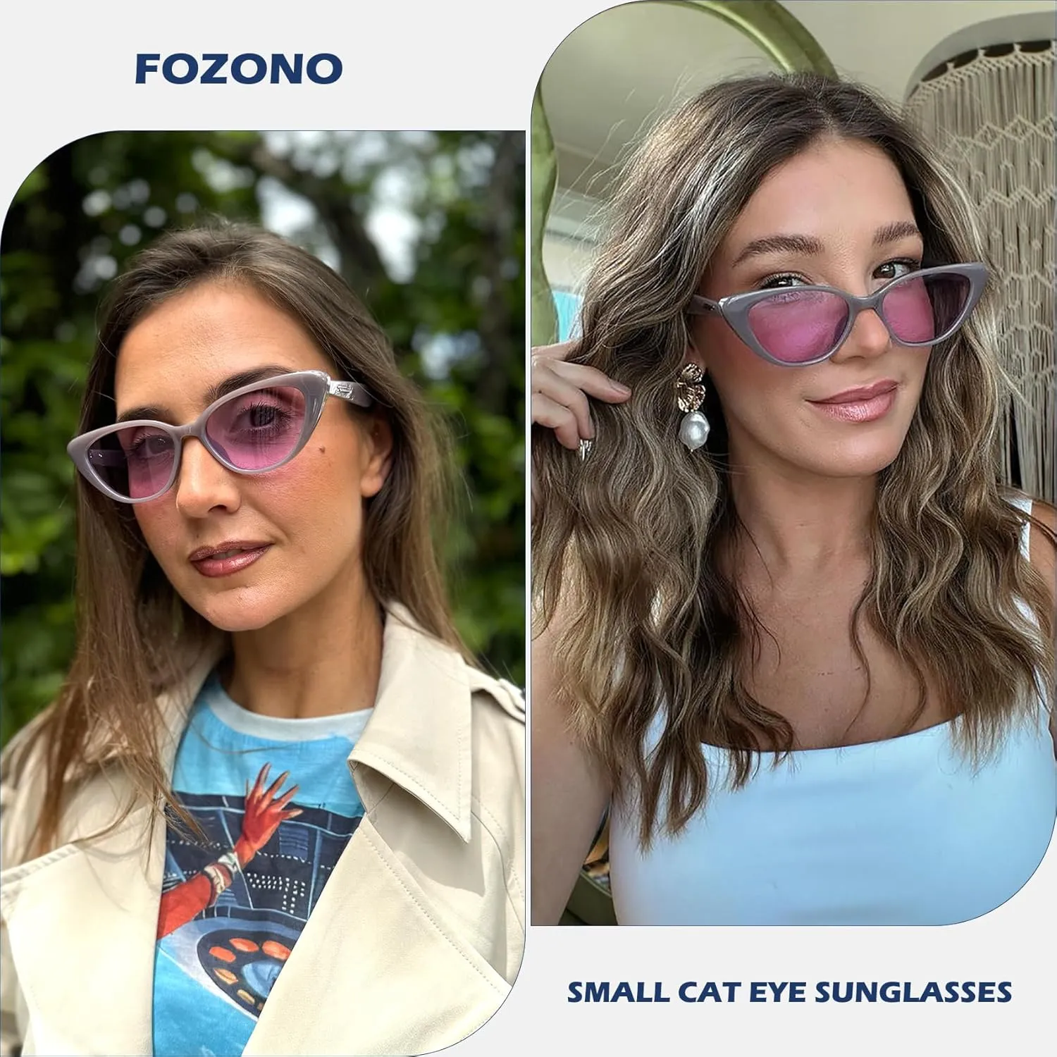 Retro Vintage Narrow Cat Eye Sunglasses for Women 90s Small Chic Style Trendy Sunnies UV400 Protection FZN7514