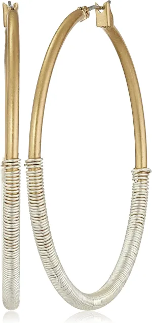 Robert Lee Morris "Spun Metal" Two-Tone Wire Wrapped Hoop Earrings