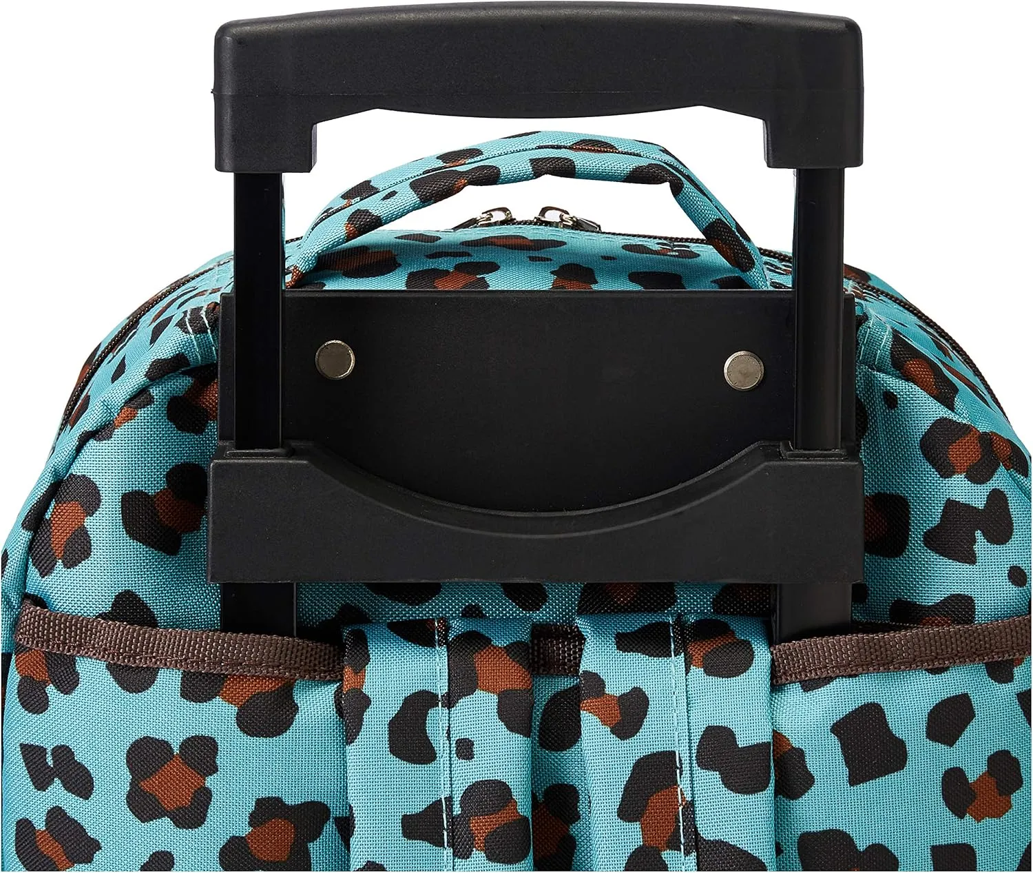 Rockland Double Handle Rolling Backpack, BLUELEOPARD, 17-Inch